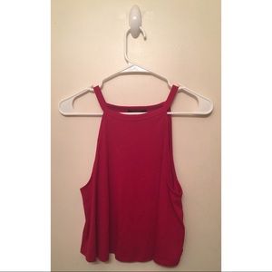 Red High-Neck Tank Top