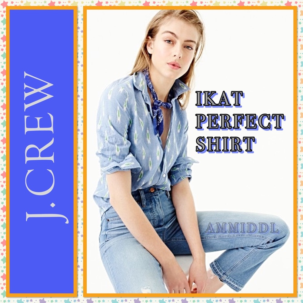 ⬇️$ALE🆕 J. CREW IKAT PERFECT BUTTON DOWN SHIRT