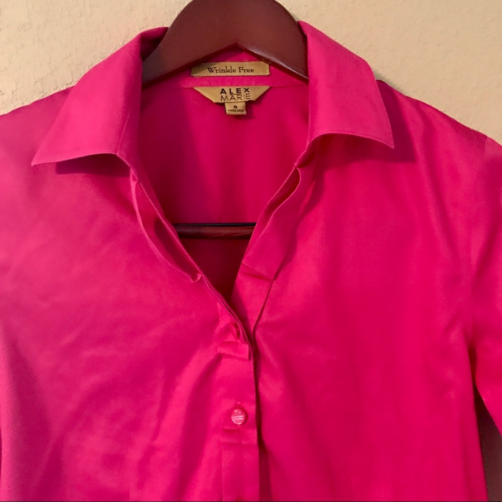 NWOT Alex Marie Wrinkle Free Classic Pink Blouse