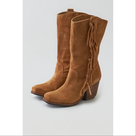 Distressed Genuine Leather Suede Boho Fringe Boot - Picture 2 of 8