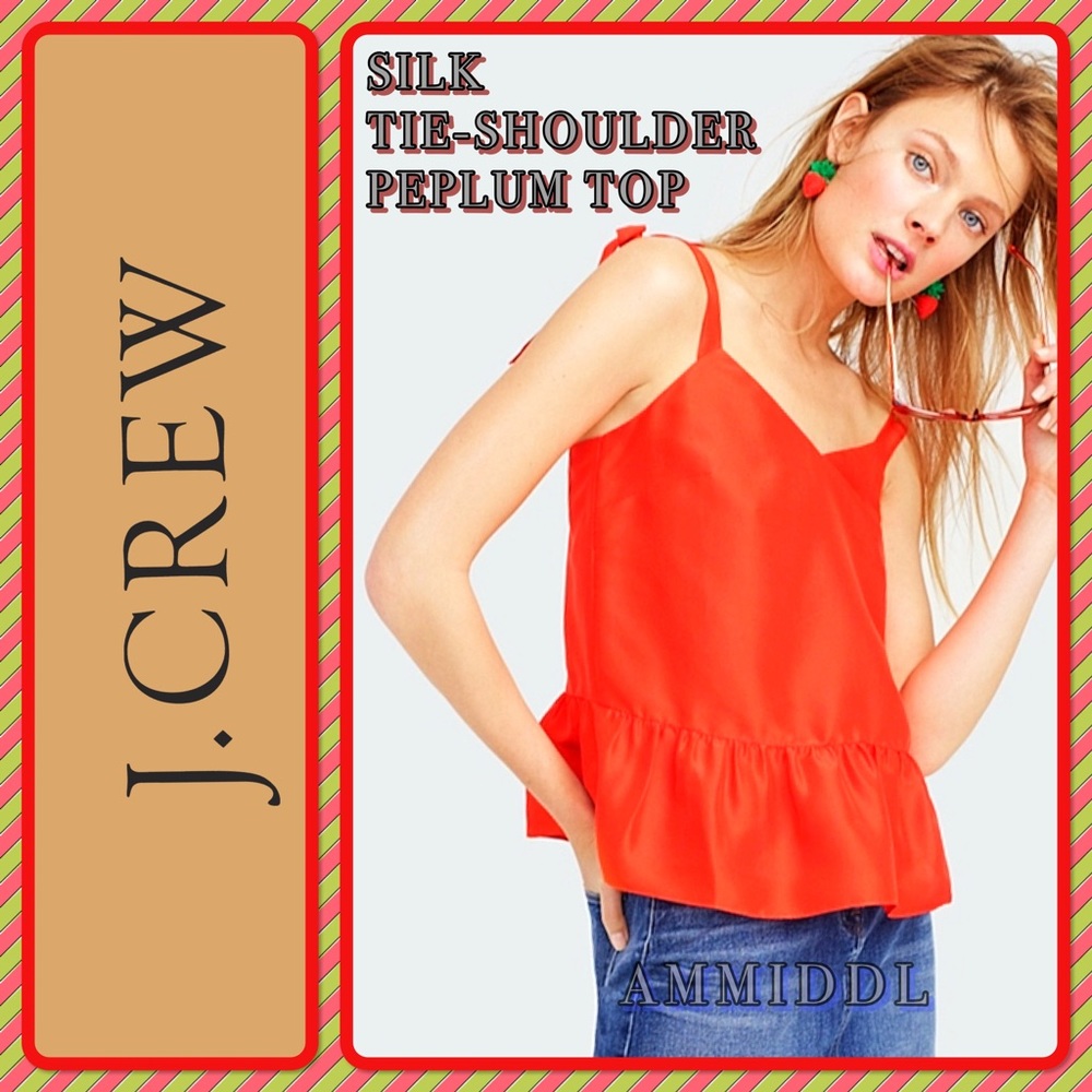 ⬇️$ALE🆕SILK TIE-SHOULDER PEPLUM TOP