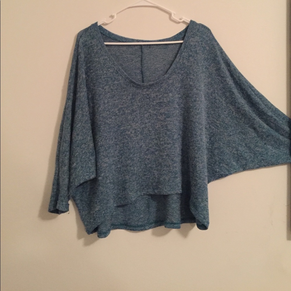 Off the shoulder turquoise sweater