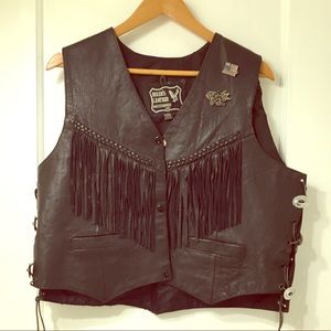 Bikers Leather fringed concho leather vest