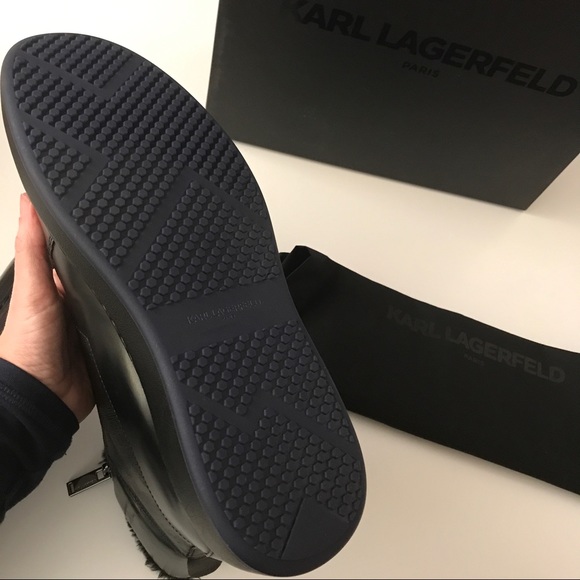 Sold KARL LAGERFELD Mens Black Leather Fur Boots11 - Picture 8 of 8