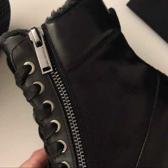 Sold KARL LAGERFELD Mens Black Leather Fur Boots11 - Picture 4 of 8