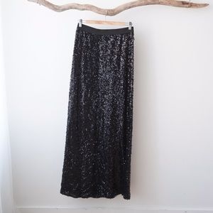 Black Sequin Maxi Skirt Prom Holiday Party