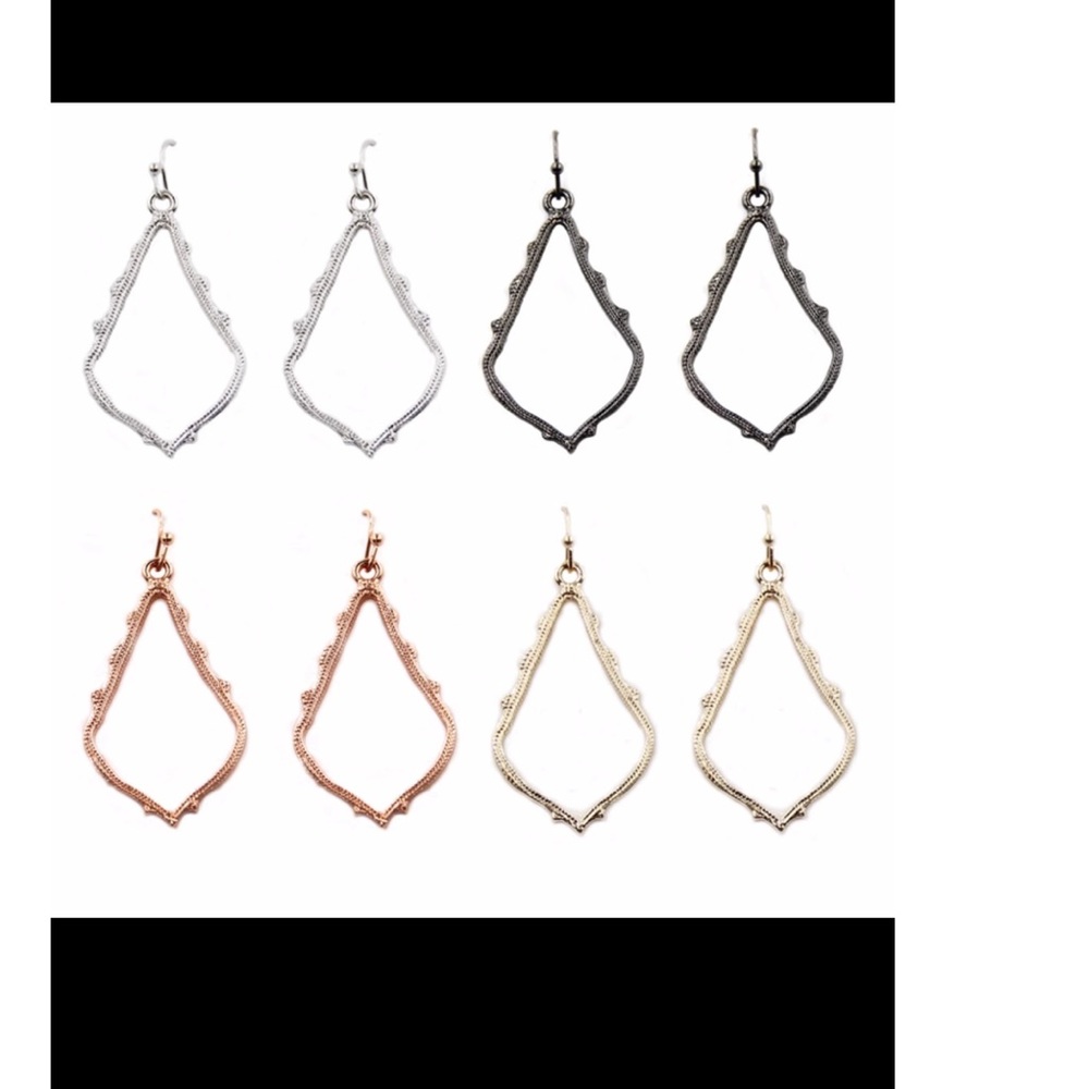 Open frame earring gold/rose/silver or gunmetal