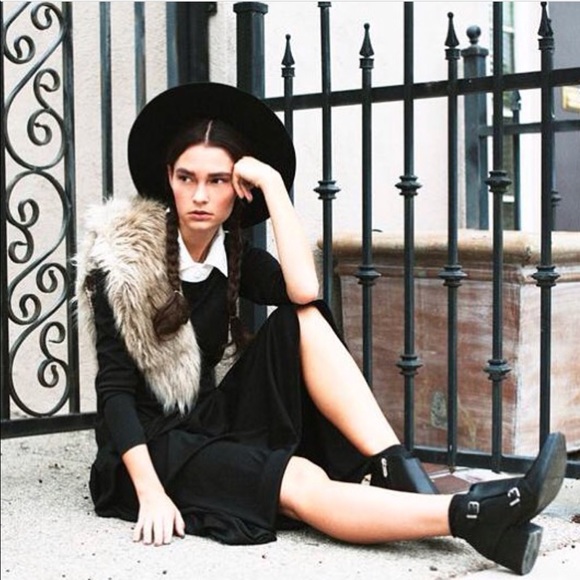 Black Monk Strap Leather Ankle Boots - Picture 2 of 6