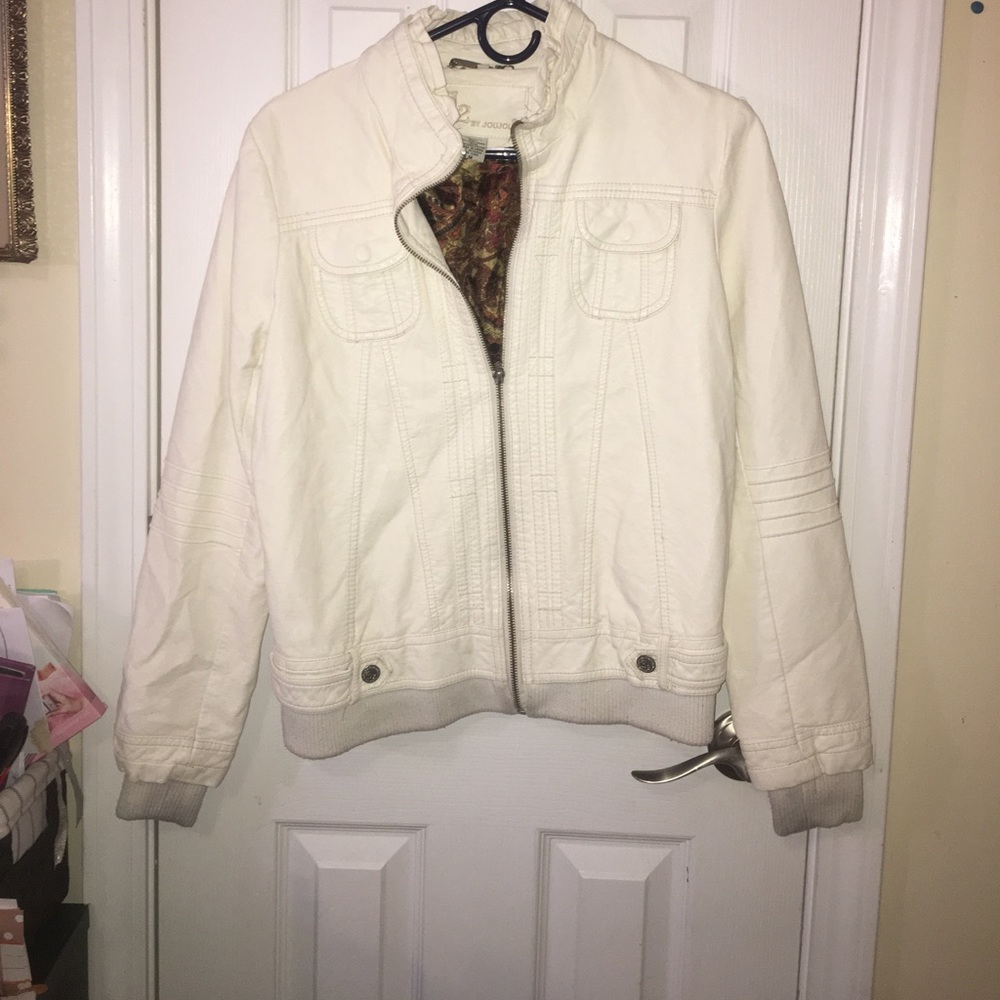 Brand new white leather jacket