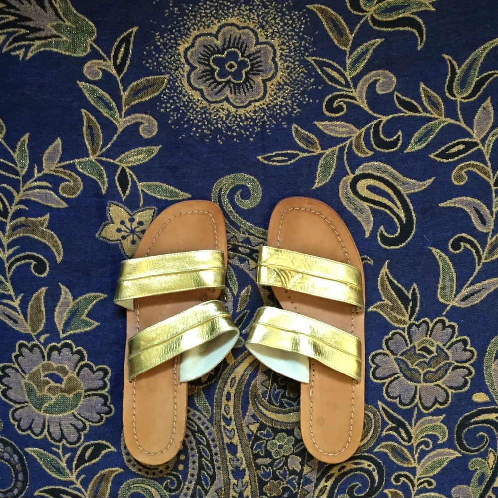 Gold Leather & Wooden Italian Sandal