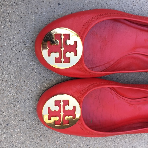 ❌SOLD❌ Tory Burch Red Reva Classic Ballet Flats - Picture 3 of 8