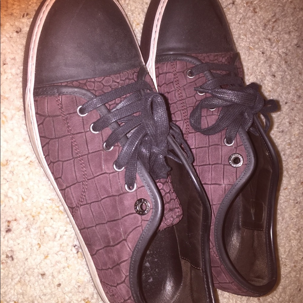 lanvin crocodile leather low sneaker