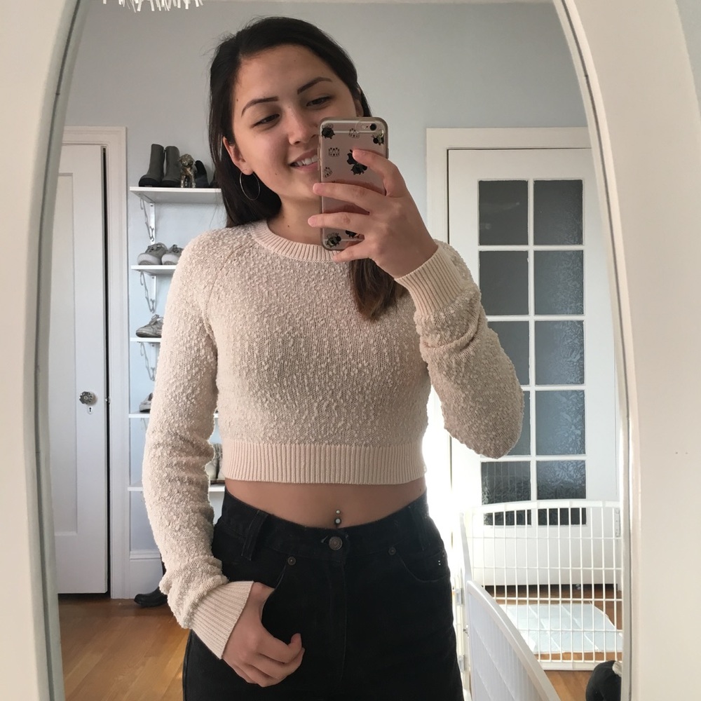 Sparkle Cream Cropped Sweater