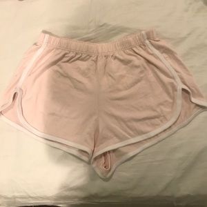 Super comfy light pink and white pj shorts
