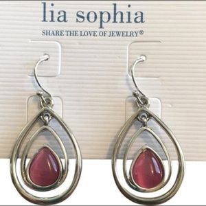 LIA SOPHIA Pink & Silver Drop Earrings-NWT!