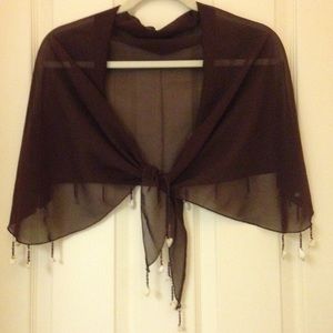 Sheer Plum Wrap w/ Sea Shell Fringe