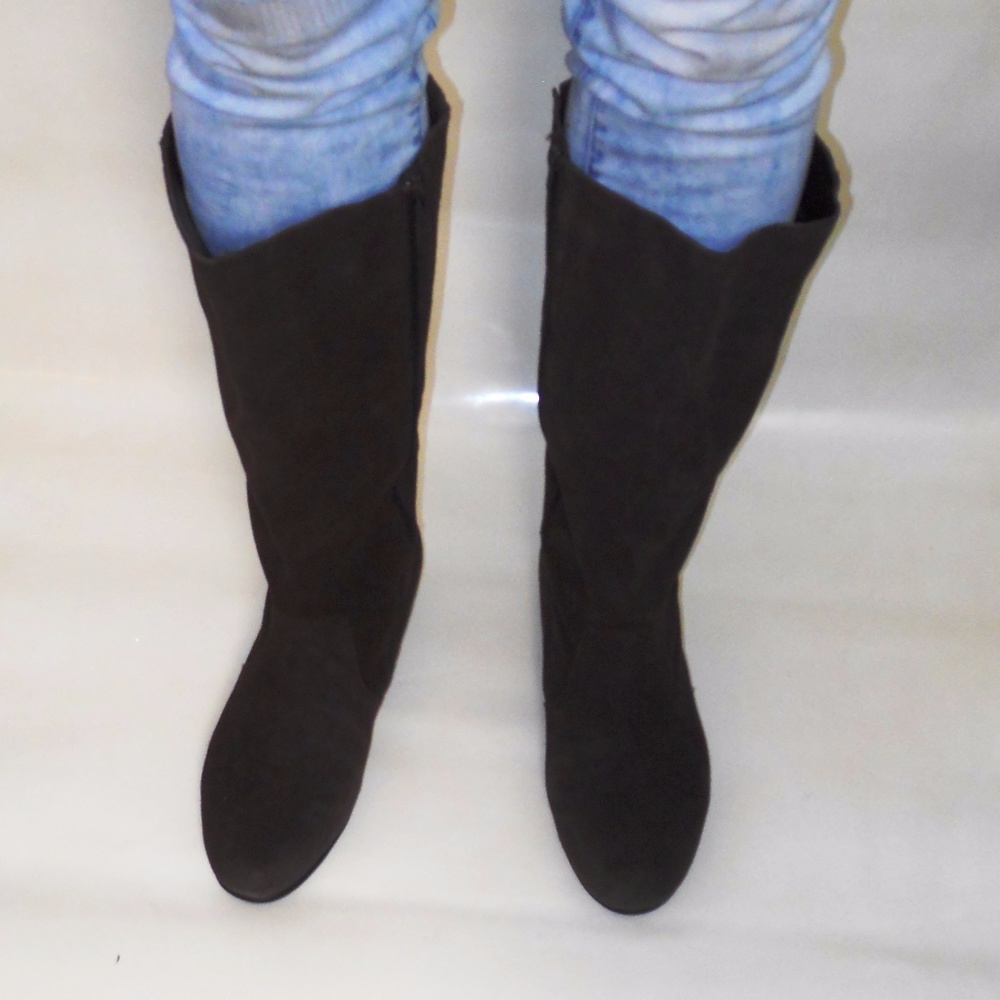 Brown suede knee boots
