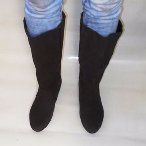 Brown suede knee boots