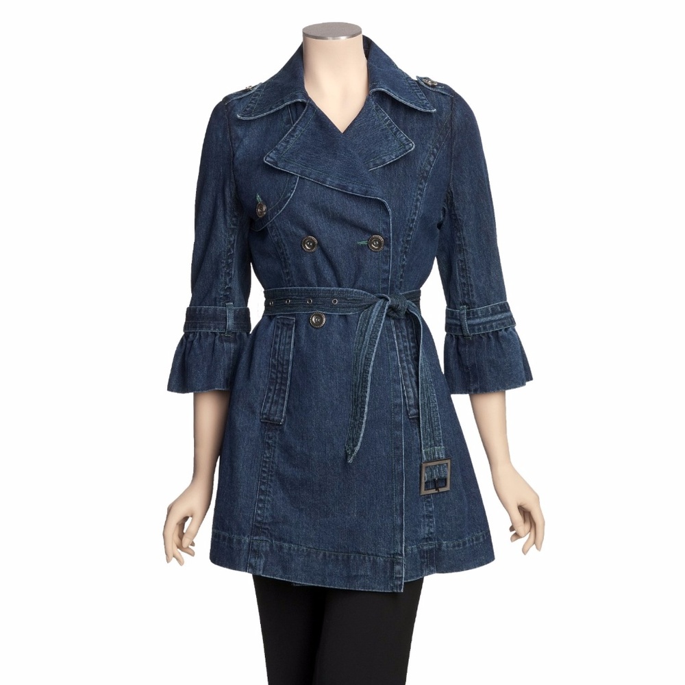 MontanaCo Denim Belted Trench - Jean Jacket