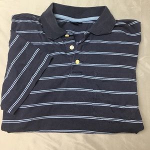 Men's medium blue striped polo