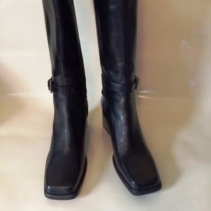 Caressa Black Knee Leather Boots
