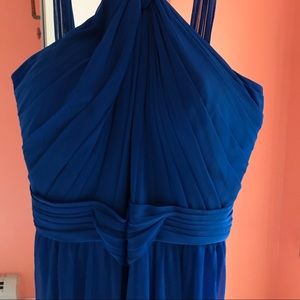Davids Bridal horizon blue bridesmaid dress.
