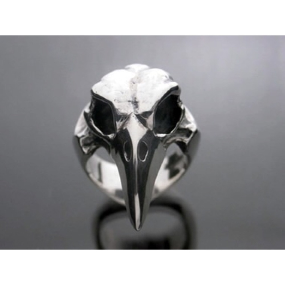 Raven Bird Talon Crow Skeleton Ring Silver