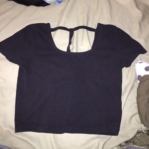 Black open back crop top