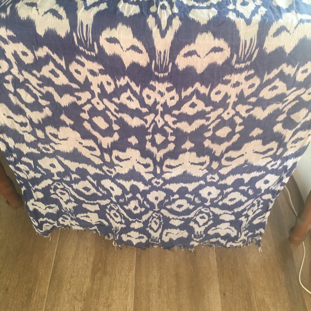 White and blue ikat scarf