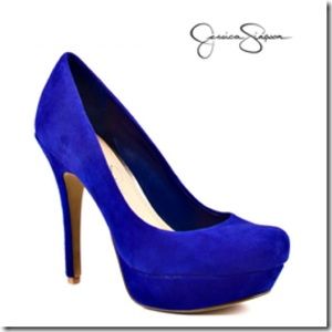 Jessica Simpson “Given” Blue Suede Platform Pump