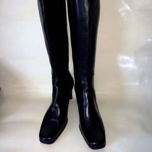 Black Knee Leather Boots