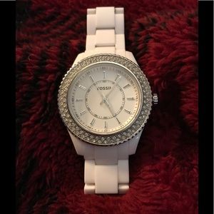 Fossil white resin bracelet Watch es2444