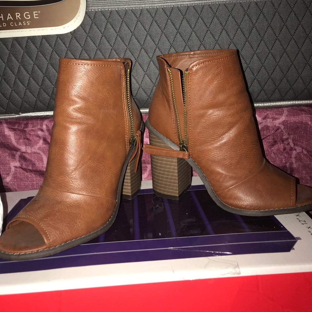 Brown booties open toe