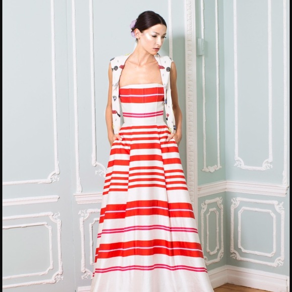 Alice + Olivia Strapless Stripe Gown - Picture 3 of 4