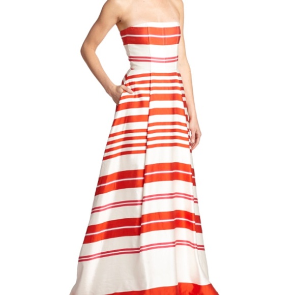 Alice + Olivia Strapless Stripe Gown - Picture 1 of 4