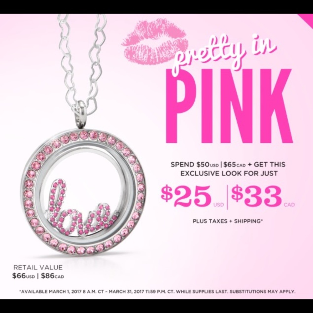 Authentic Origami Owl Pretty in Pink Necklace.