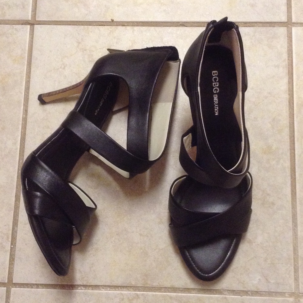 BCBGeneration black strappy heels