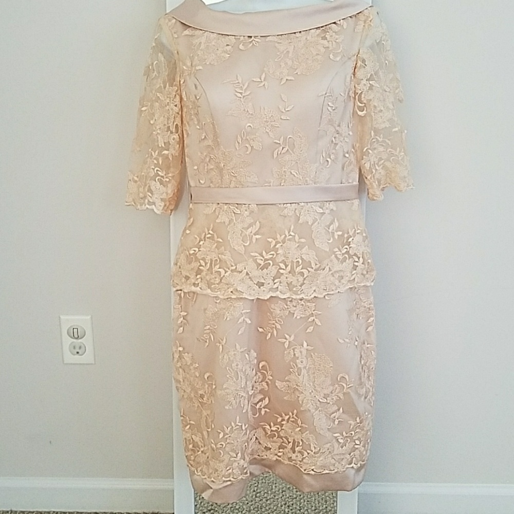 Soft pink Satin and Embroidered Dress NWOT