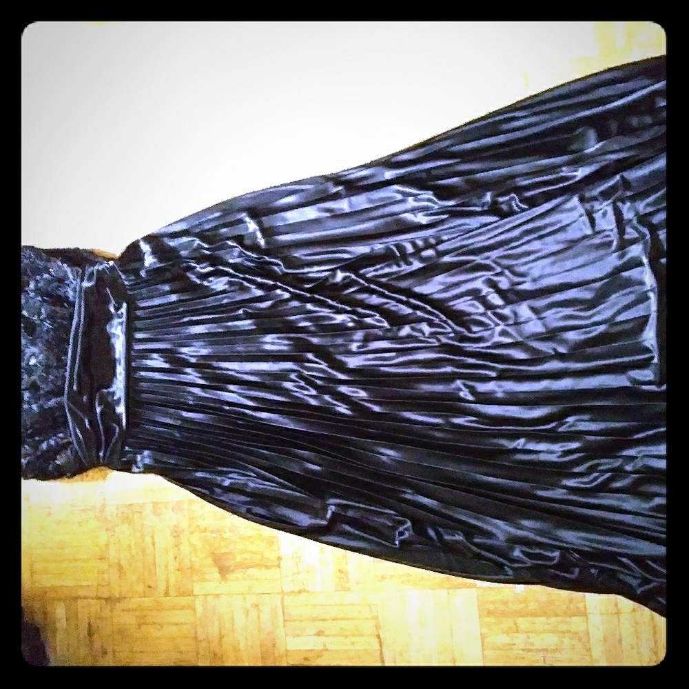 Strapless Sequined Black Gown