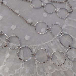 Rachel Longer Chain & Circles Silver Tone Necklace AWESOME!!!!