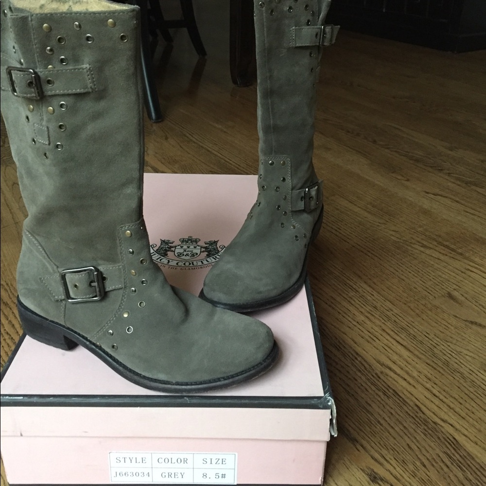 JUICY COUTURE GREY SUEDE BOOTS Size 8.5