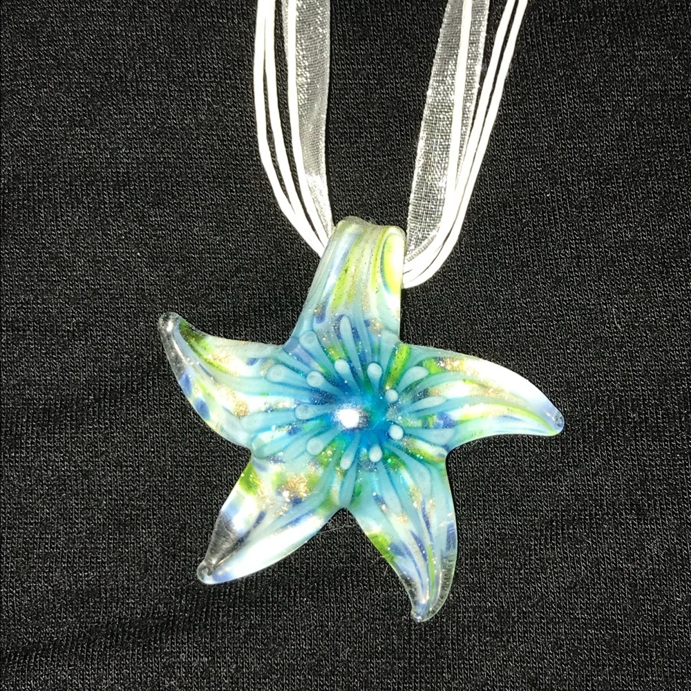 Unique glass starfish necklace