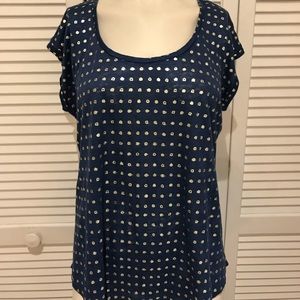 Navy/gold polka dot short sleeve tee