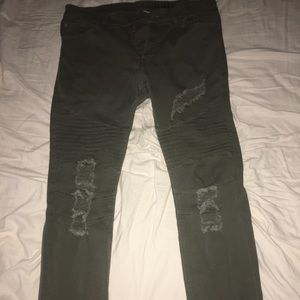 Olive Green Biker Jeans