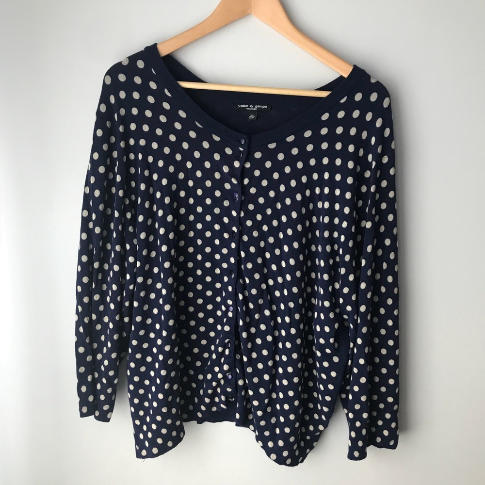 Cable and Gauge Polka Dot Cardigan