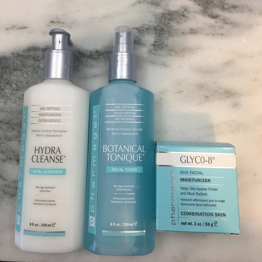 Pharmagel cleanser, toner and moisturizer