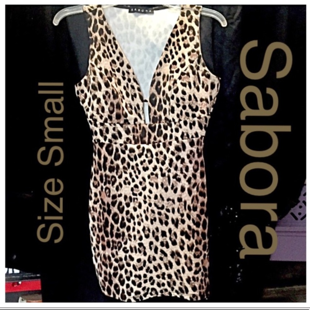 Sabora Animal Print Stretch Dress Size Small