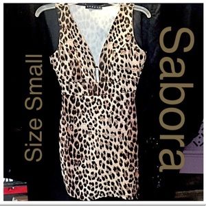 Sabora Animal Print Stretch Dress Size Small