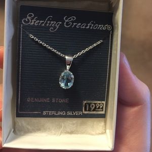 Sterling silver blue topaz necklace