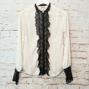 Victorian Now Style Blouse w/ Black Lace & Buttons Victorian Now Style Blouse w/ Black Lace & Buttons